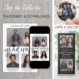 Invitation Double Graduation Deux Diplômés Photos Parti mixte