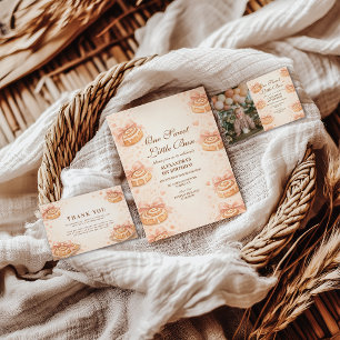 Carte De Remerciements Blush Cinnamon Bow Little Bun 1er Anniversaire