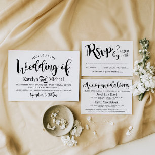 Invitation Mariage de script manuscrit noir moderne