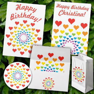 Ruban En Satin Coeurs arc-en-ciel