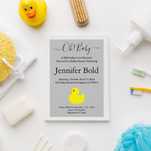 Invitation du Baby shower de canard jaune