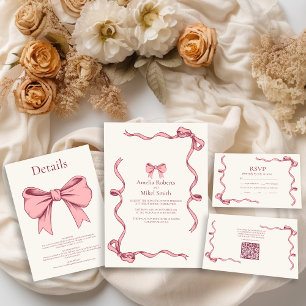 Save The Date Élégant Mariage à main rose tiré