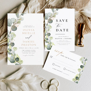 Eucalyptus Rustic Save the Date Groen