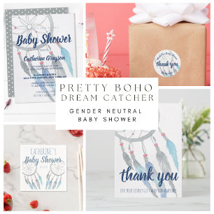 Invitation de Baby shower Boho Tribal Dreamcatcher