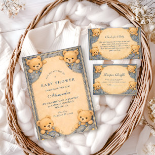 Tijdloze blauwe jeans Teddy babyshower Servet