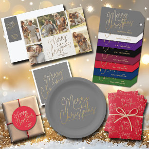 Serviette En Papier Joyeux Noël d'or sur Cranberry Napkins