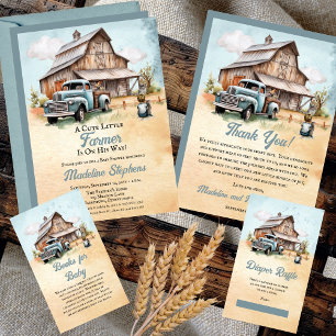 Carte D'accompagnement Petit Baby shower fermier mignon Raffle de couche