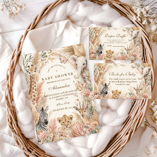 Carte D'accompagnement Tirage de Couches Fille Safari Bohème Fantaisiste