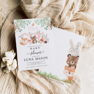 Invitation de Baby shower de fille Woodland