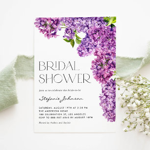 Invitation Pain d'aquarelle violet Fleurs Lilac