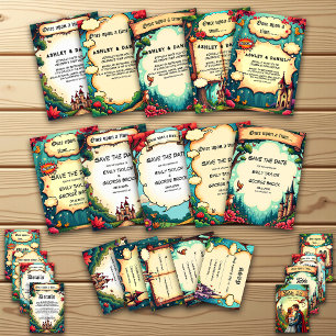 Save The Date Woodland Enchanted Forest Castle Fairytale Mariage