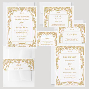 Cartons Réponse Mariage de style Art nouveau vintage