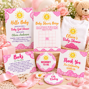 Sticker Rond Baignoire Bébé Fille Nuages Rose Douillet