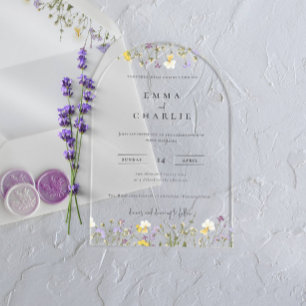 Sticker Carré Botanique Boho Fleur sauvage lilas Script mariage