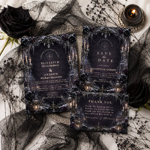 Goth winterhuwelijk met sfeer save the date