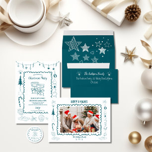 Invitation Whimsical Quirky Doodle Holiday