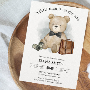 Carte De Remerciements Petit Homme Gentleman Baby shower Teddy Bear