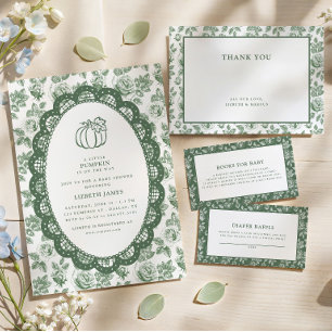 Carte De Remerciements Chinoiserie florale verte Toile 