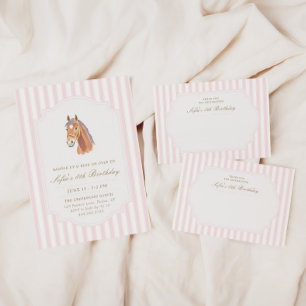 Invitation Filles de selle de cheval Anniversaire Poney Rose