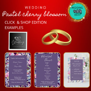 Invitation violet coloré fleur sauvage mariage de verdure