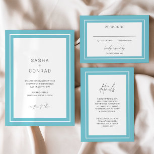 Cartons Réponse Sasha Aqua Mariage moderne