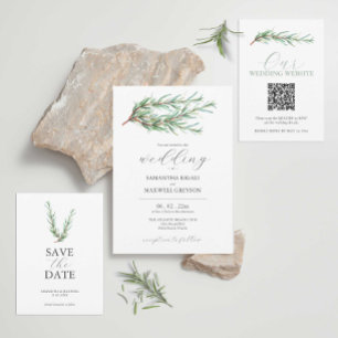 Save The Date Rosemary Rustique Aquarelle Enregistrer La Date