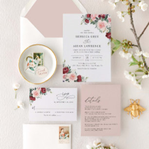 Invitation Aquarelle rustique Réception de mariage floral