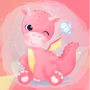 Invitation Baby shower fille Dinosaure rose et jaune mignon