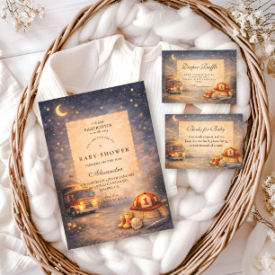 Invitation Fête Prénatale Bébé Petit Pompier Ciel de Nuit