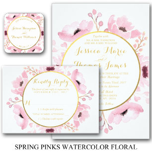 Invitation Tout En Un Collection de Mariages floraux rose-printemps