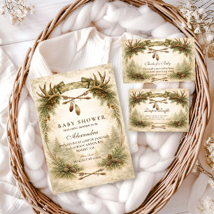 Invitation Petit chasseur Baby Shower en bois