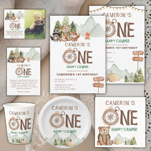 Carte De Remerciements Photo One Happy Camper Wonderland 1er anniversaire