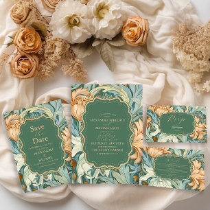 Invitation Tout En Un Vintage Elegance William Morris Floral Mariage