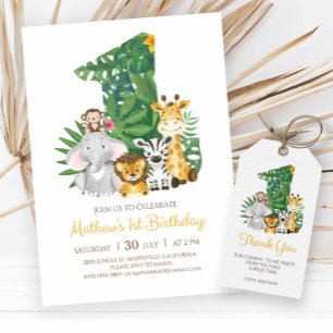Invitation Wild One Safari Jungle Premier 1er anniversaire Nu