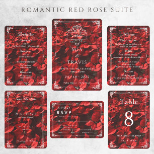 Romantische Rode Roos Bloemige Elegante Aanpasbare Save The Date