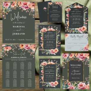 Invitation Rustic Country Sage Vert Moderne Floral Mariage