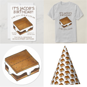 Invitation Campfire S'mores Marshmallow Smores Fête d'anniver