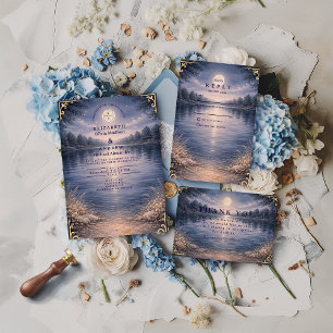 Invitation Mariage Romantique au Lac sous la Lune