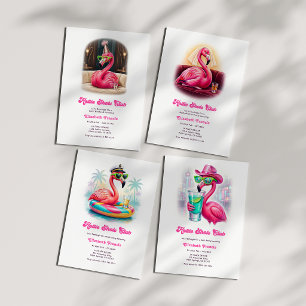 Invitation Club Rose Chaud Flamant Rose Drôle Enterrement de 