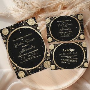Serviette En Papier Fête des mariées crescent céleste d'or noir