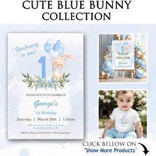 T-shirt Pour Bébé Superbe Bunny Bleu 1er Anniversaire Nom Vert Print