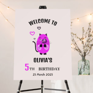 Schattigee lila kat papieren bordje