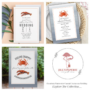 Invitation Mariage à rayures de crabe Chambray