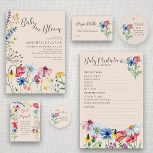 Carte D'accompagnement Fleur sauvage Charme Baby shower Demande de réserv