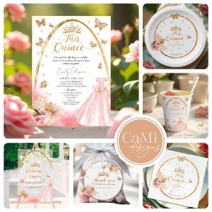 Affiche de bienvenue Quinceanera   Floral Blush Pi