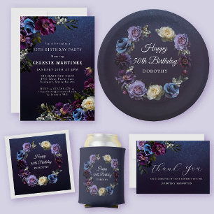 Invitation Moody Purple Flowers 50e anniversaire