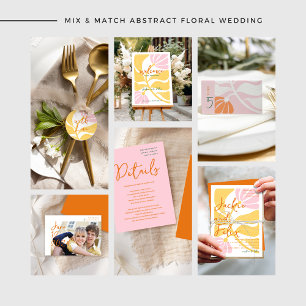 Invitation Chic coloré Abstrait Floral Retro Mariage