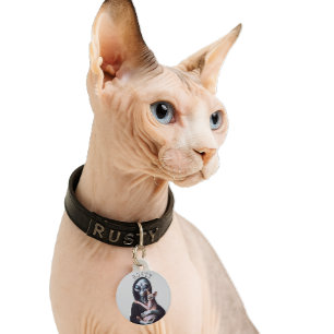Aangepaste Grim Reaper Sphynx Kat ID Tag  Huisdierpenning
