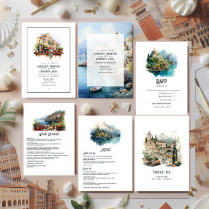 Invitation Mariage de destination en Aquarelle italienne