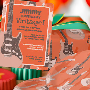 Invitation Vintage Rock Guitare Anniversaire Retro Music Jam 